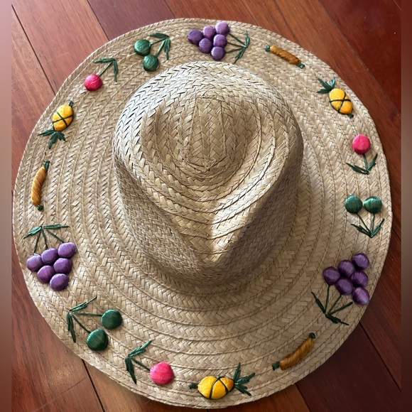 22” custom made fedora fruit hat sun hat wide brim hat EUC ! - Picture 9 of 9